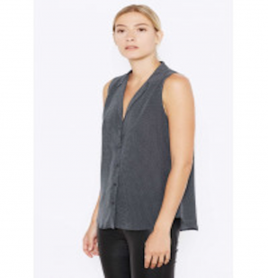 Equipment- Sleevless Adalyn Silk Shirt in True Black