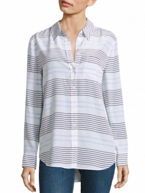 Equipment_Reese_Striped_Button_Up_Bright_White/Brisk_Blue _front