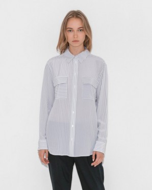 Equipment Signature Silk Shirt in Bright White Moondust1