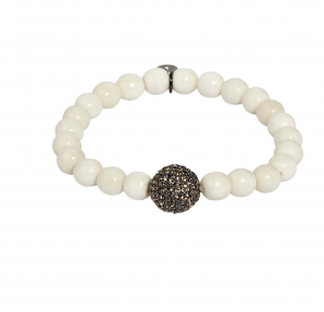 Lisa Freede Crystal Ball Bracelet in Bone/Gunmetal