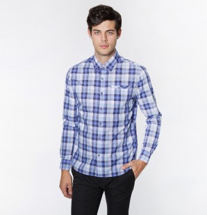 7 Diamonds - Computer Blue - Long Sleeve Button-Down